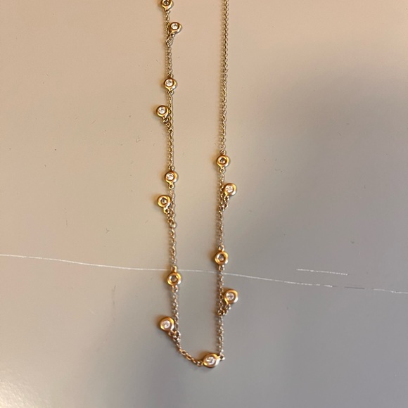 14KT YG OENDANT WITH WHITE STONES SET IN BEZELS - Picture 1 of 5